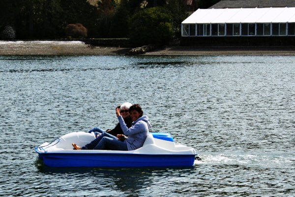 Peddleboats are available for rent at Alderbrook on the dock.