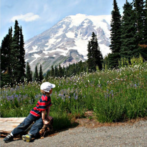 Kleiner Wanderer am Mount Rainier