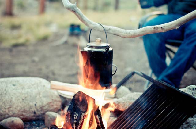 How to Make Coffee Using a Percolating Coffee Pot over a Campfire