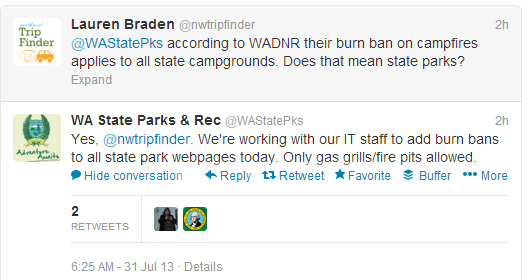 burn ban state park campgrounds twitter