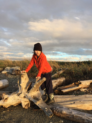 Isaac hiking on Lopez Island